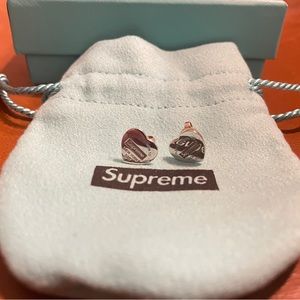 Tiffany x supreme heart tag stud earrings